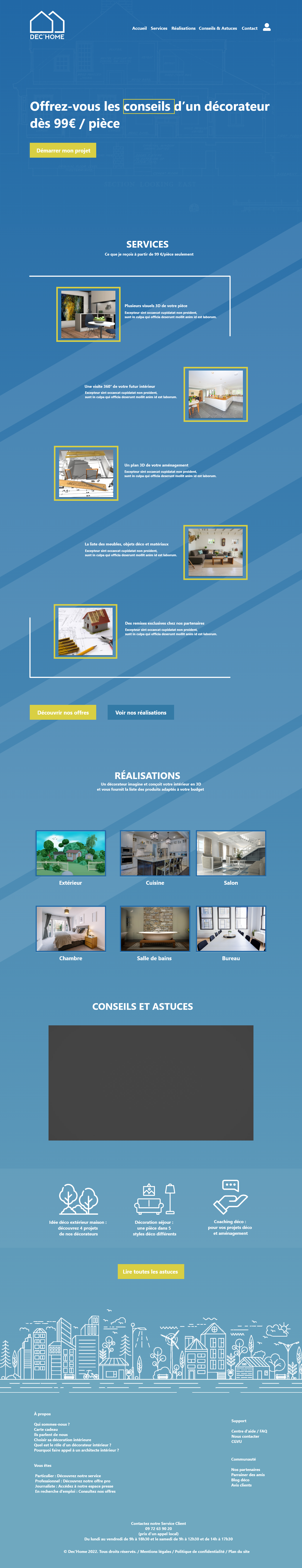 Maquette représentant un site fictif d'architecture, appelée Dec'Home.