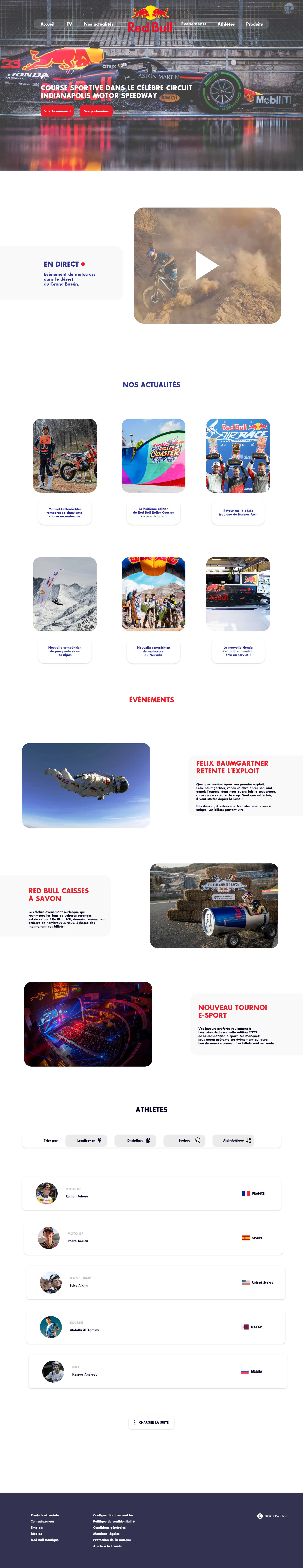 Reproductif du site de Red Bull, sous la forme d'une maquette.
