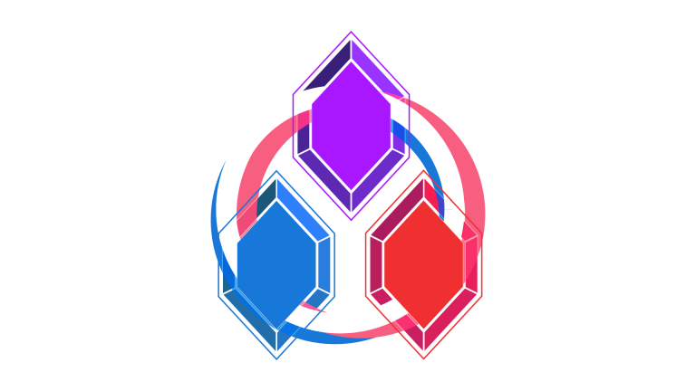 Logo de JSS, représentant trois gemmes, dans un style vidéoludique.