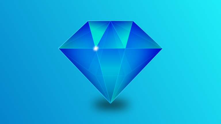 Diamant, dans sa variante bleue, réalisé dans le cadre d'un exercice personnel sur Illustrator.