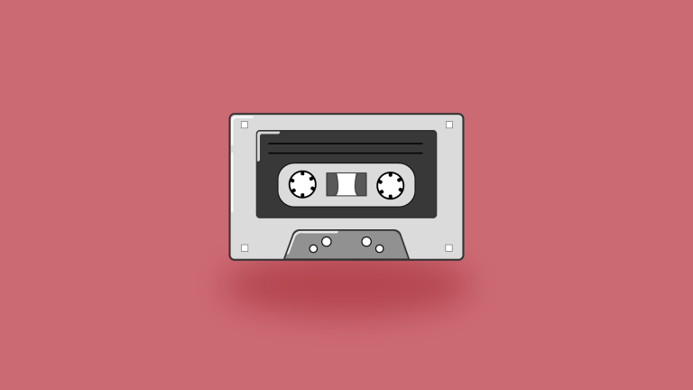 Cassette vectorielle sur fond rouge.
