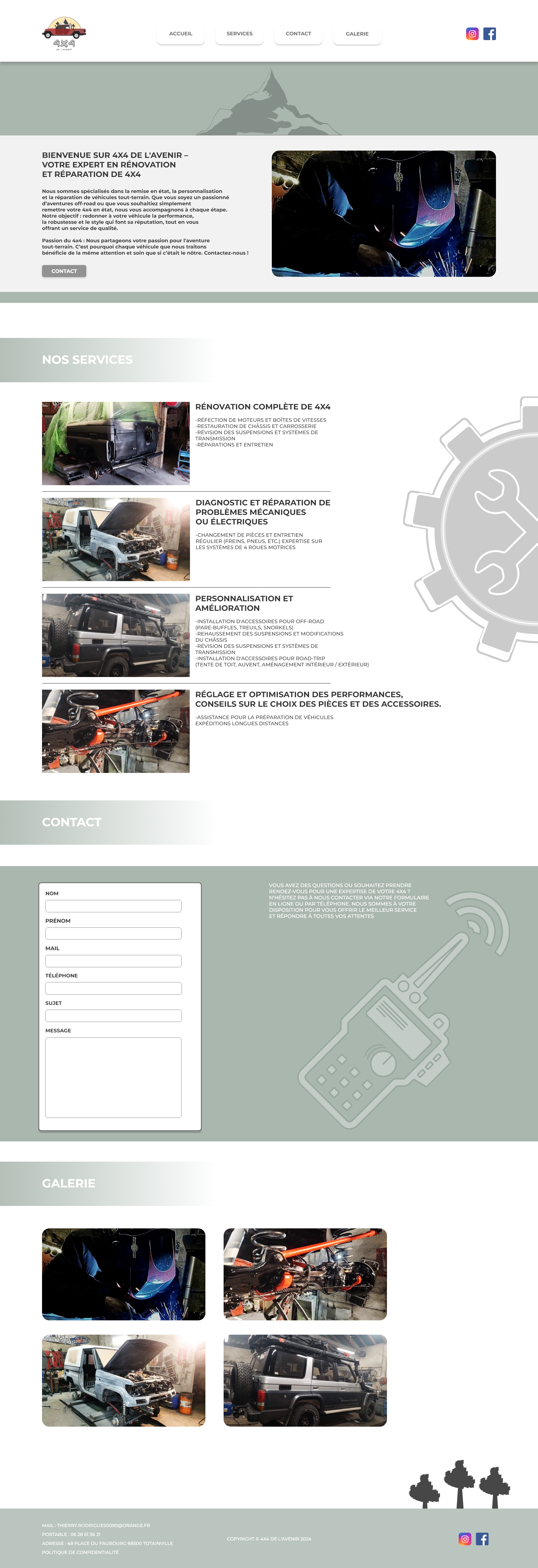 Maquette de site pour une entreprise spécialisée dans les 4x4.